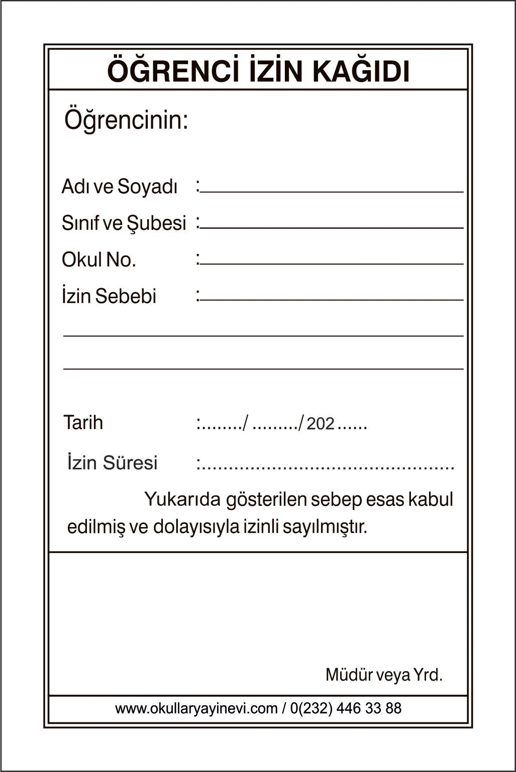 İZİN KAĞIDI