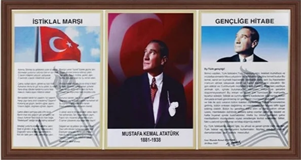 SINIF MİLLİ LEVHA 3'LÜ AHŞAP ÇERÇEVE