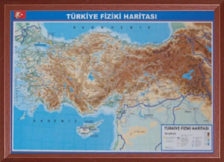 TÜRKİYE FİZİKİ HARİTA AHŞAP ÇERÇEVE