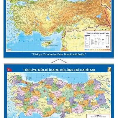 İP ASKILI TÜRKİYE SİYASİ-FİZİKİ HARİTASI ÇİFT YÖN 2